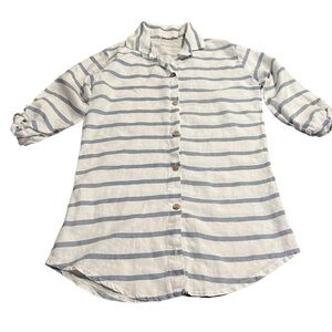 Viola Borghi Women’s Linen Striped Button Up Shirt Made in Italy Size Small